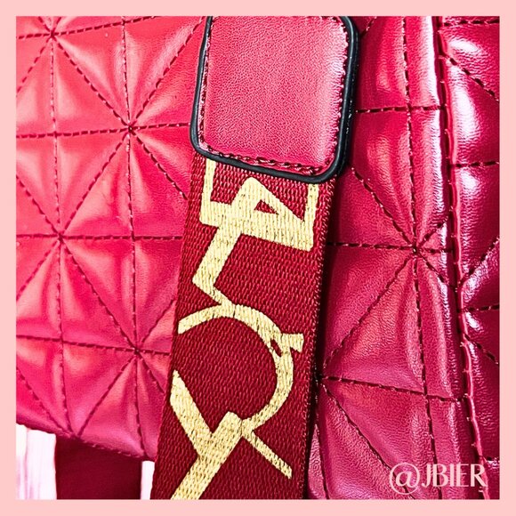 Quilted Faux Leather Crossbody in Red - Picture 6 of 6